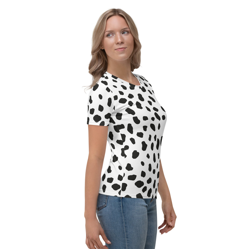Dalmatian Print Women's Shirt, Dalmatian Halloween Costume for Adults,  Dalmatian Mom Shirt, Dalmatian Print Top, Dalmatian Spots Costume -   Denmark