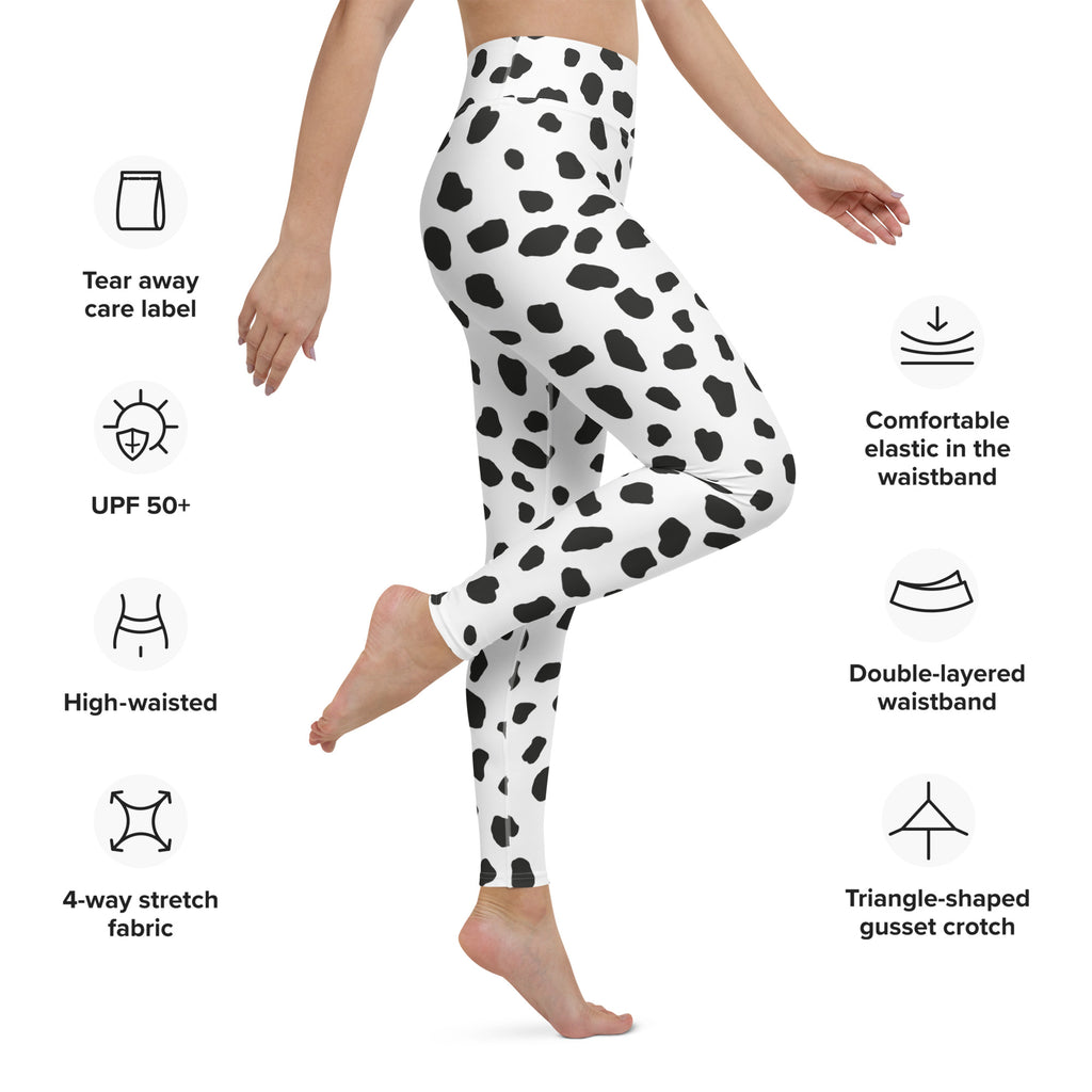 Dalmatian Leggings For Teens and Women, Dalmatian Print Halloween Costume,  Dog Spot Leggings, Dalmatian Leggings Activewear, Dalmatian Spot Costume